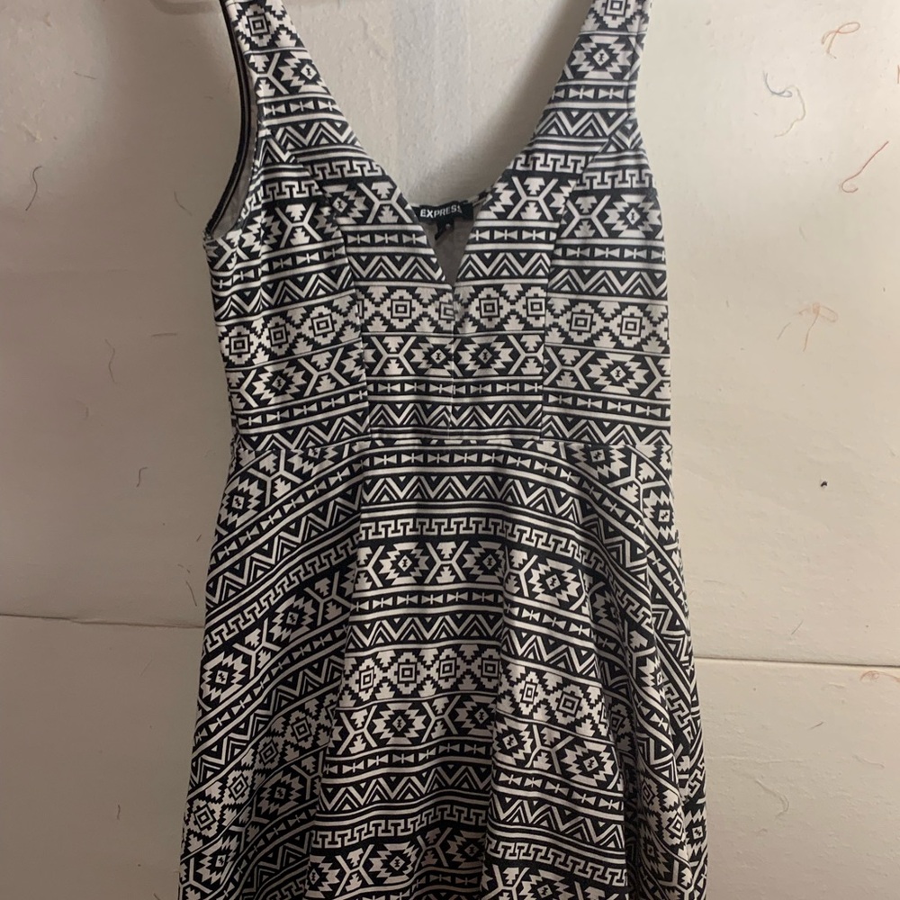 Express Black and White Geometric Mini Romper